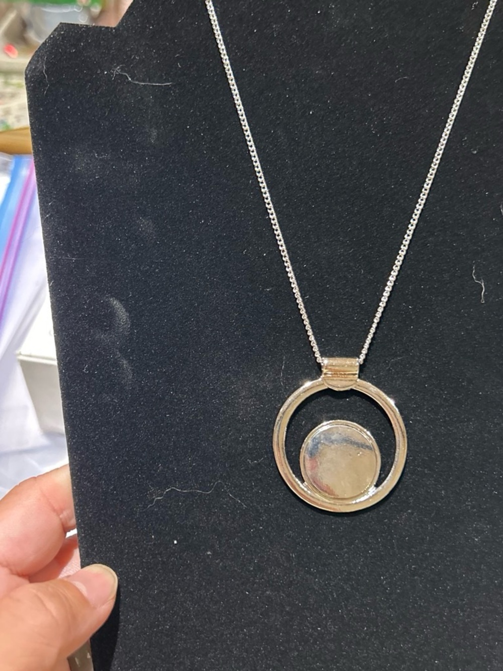 Primark Silver-Tone Double Circle Pendant Necklace